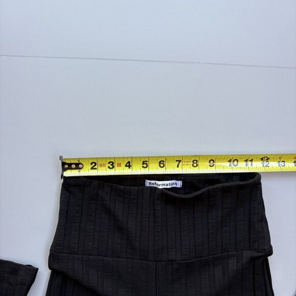 REFORMATION Women's XS Black Ribbed Flare Pull-On Pants Tencel Lyocell High Rise - Picture 6 of 12